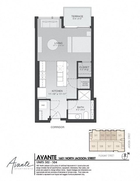 Floor plan for studio, 1 bath, 575 sqft